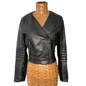 H&M Cropped Faux Leather Jacket
